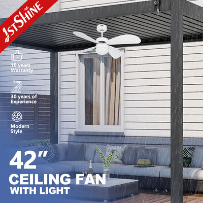 خرید چراغ LED سه رنگ IP44 فن سقفی ضد آب در فضای باز با 4 پره MDF تولید آنلاین