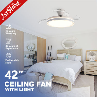 خرید 42-Inch Retractable Ceiling Fan Light Foldable Blades Dimmable LED Light تولید آنلاین