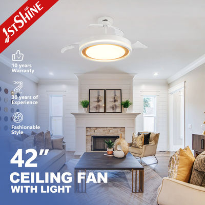 قیمت خوب فن سقف LED با تیغه های پنهان و تیغه های PC در رنگ سفید آنلاین