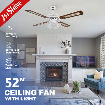 قیمت خوب 52 اینچ فنر سقف تزئینی سفید با فنکشن نور خنک کننده هوا و سبک طراحی مدرن آنلاین