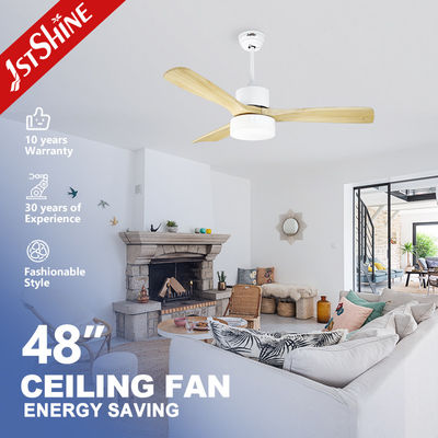 چراغ LED سه رنگ 48 اینچی پنکه سقفی چوبی محکم با کنترل از راه دور بی صدا