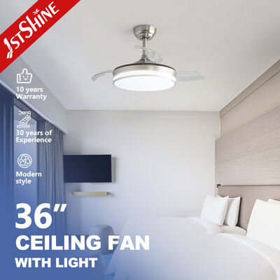 36 اینچ فن سقف کشویی با نور کم تاب و تیغه های تاشو برای اتاق خواب یا دفتر