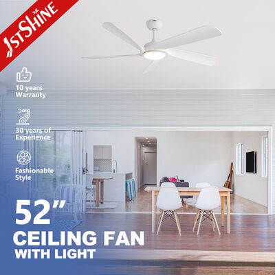 قیمت خوب پنکه سقفی مدرن سفید ۵۲ اینچی با نور LED و پره‌های ABS - موتور DC بی‌صدا و کنترل از راه دور آنلاین